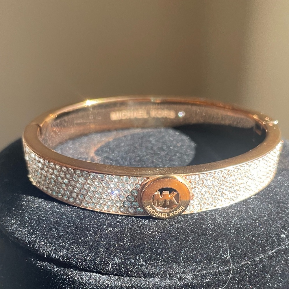 Women’s Michael Kors Pave Crystal & Rose Gold Cuff Bangle Bracelet